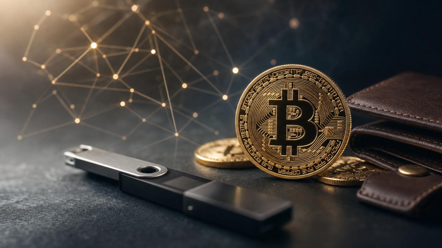 Representación de una transacción de Bitcoin que pasa desde un monedero digital hasta una cadena de bloques verificada por nodos